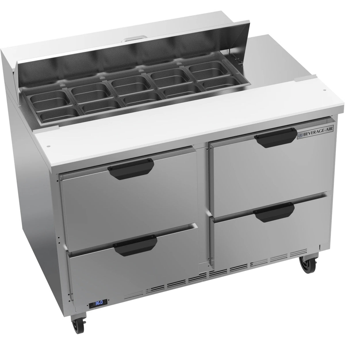 Beverage-Air SPED48HC Sandwich Prep Table, 48" Wide, 115V - 4 10 1/6 Size Pans