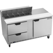 Beverage-Air SPED60HC Sandwich Prep Table, 60" Wide, 115V - 1 Door 2 10 1/6 Size Pans