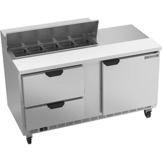 Beverage-Air SPED60HC Sandwich Prep Table, 60" Wide, 115V - 1 Door 2 10 1/6 Size Pans