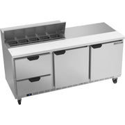 Beverage-Air SPED72HC Sandwich Prep Table, 72" Wide, 115V - 2 Door 2 10 1/6 Size Pans