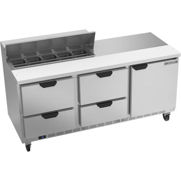 Beverage-Air SPED72HC Sandwich Prep Table, 72" Wide, 115V - 1 Door 4 10 1/6 Size Pans