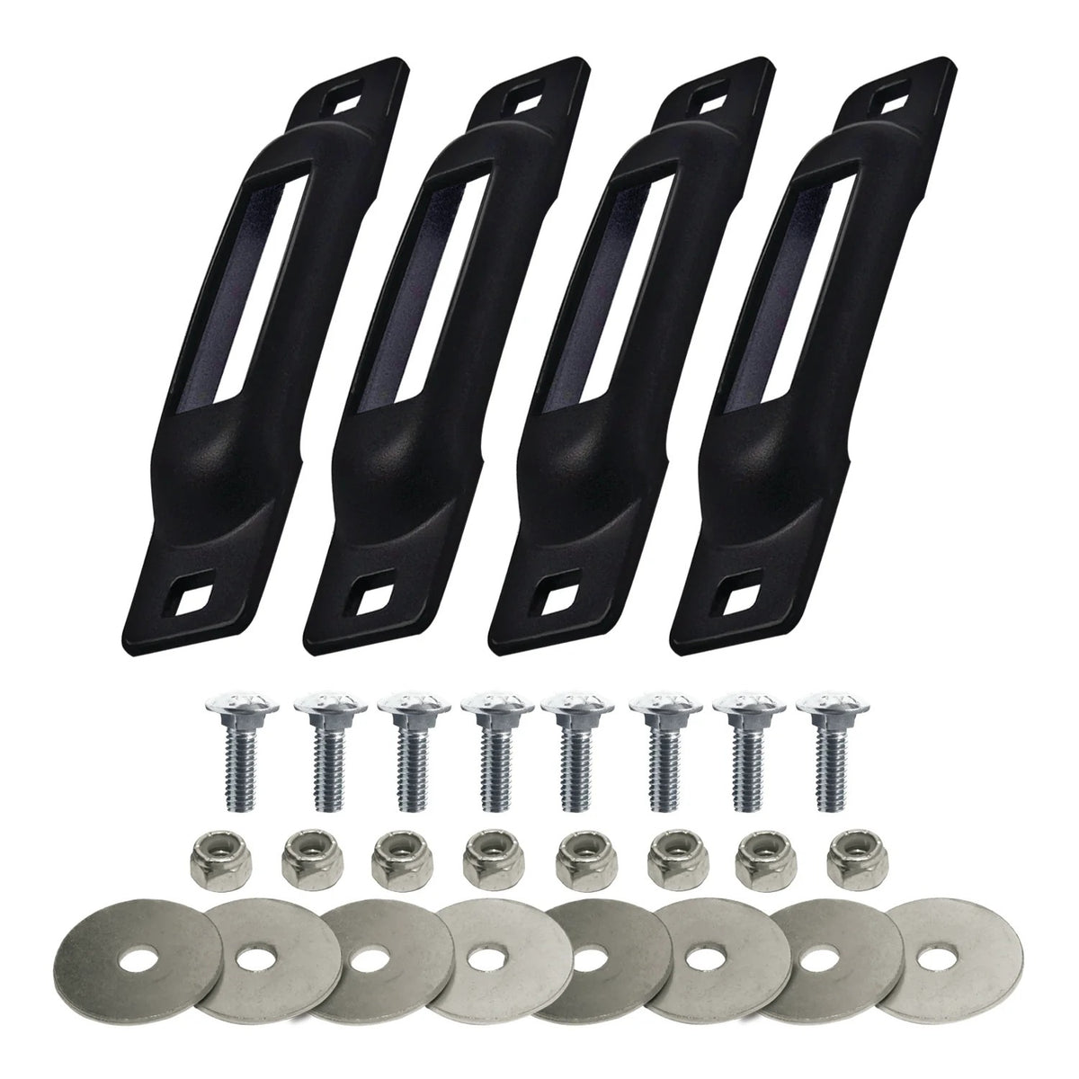 Snap-Loc Cargo Control Systems Steel Strap Anchor, 1/2" x 1", Black, 4/Pack - Carriage Bolts