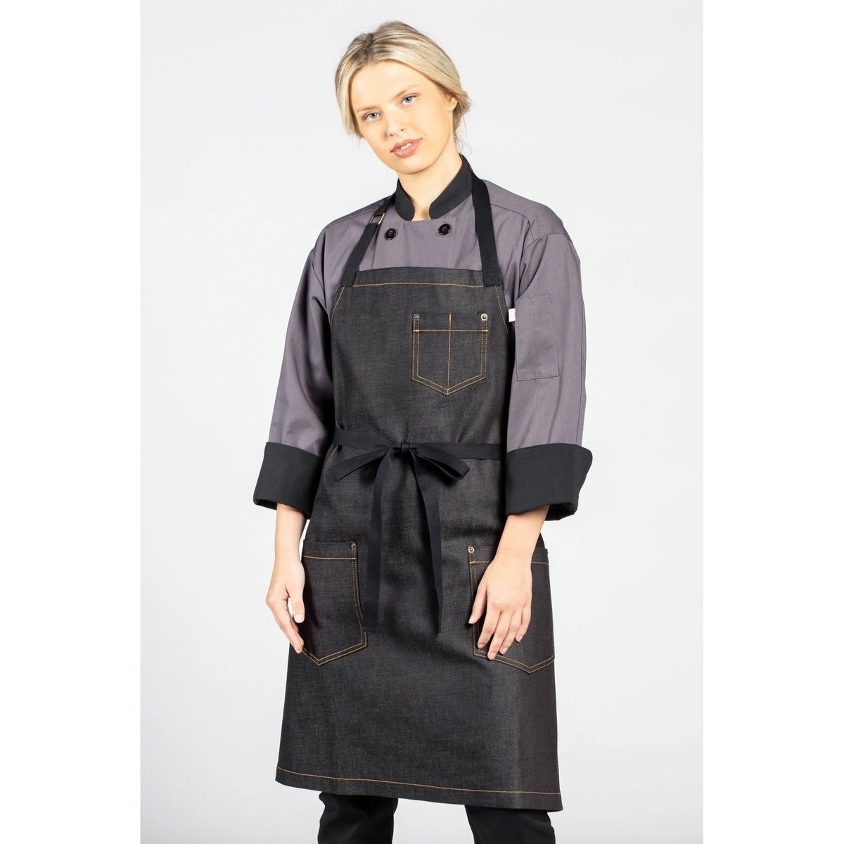 Uncommon Chef U3113W1-UD2-EACH Bib Apron, One Size Fits Most, Gray - Default Title