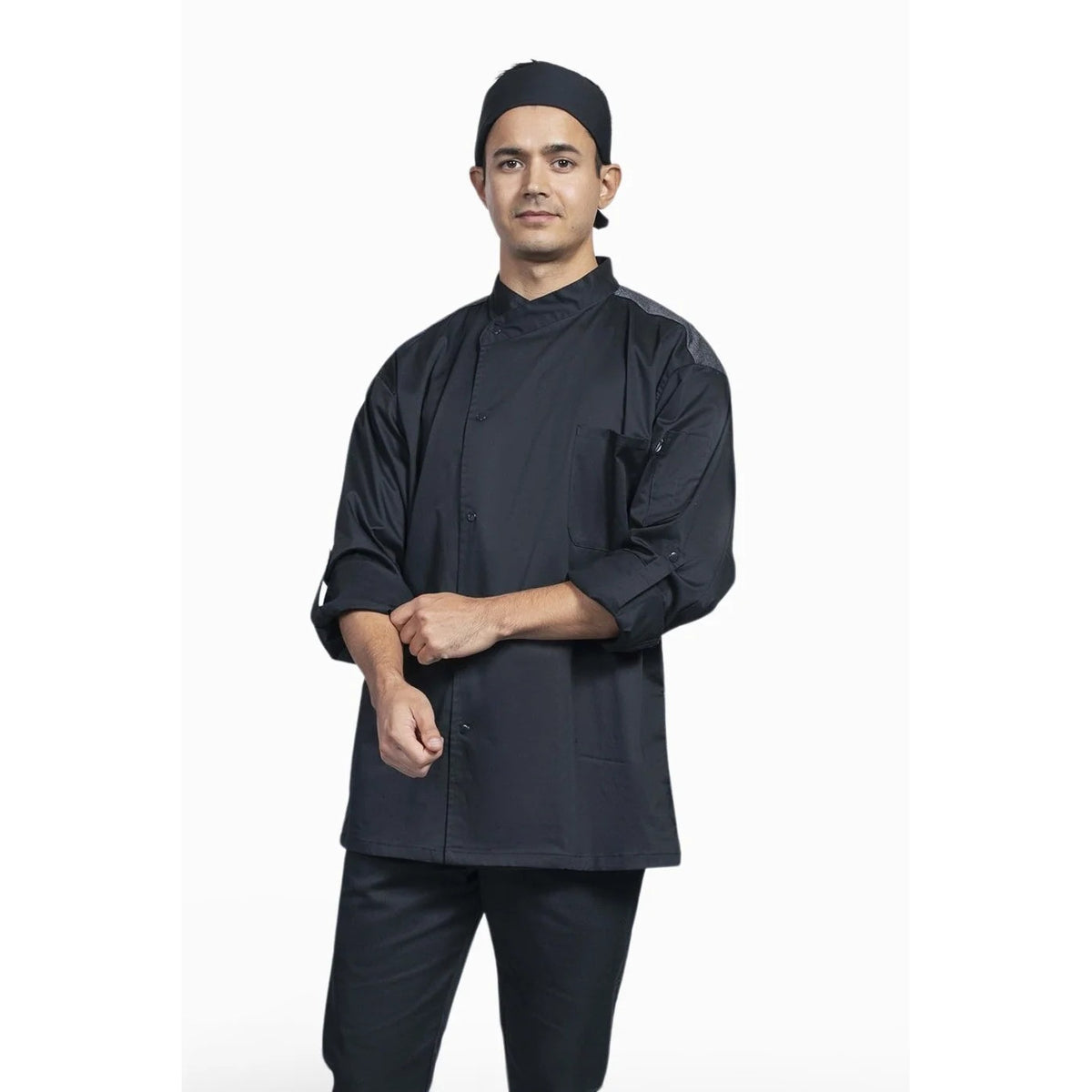 Uncommon Chef U0711HC-U01 Roma Spandex Blend Chef Coat, Black - 2XL