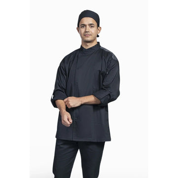 Uncommon Chef U0711HC-U01 Roma Spandex Blend Chef Coat, Black - 2XL