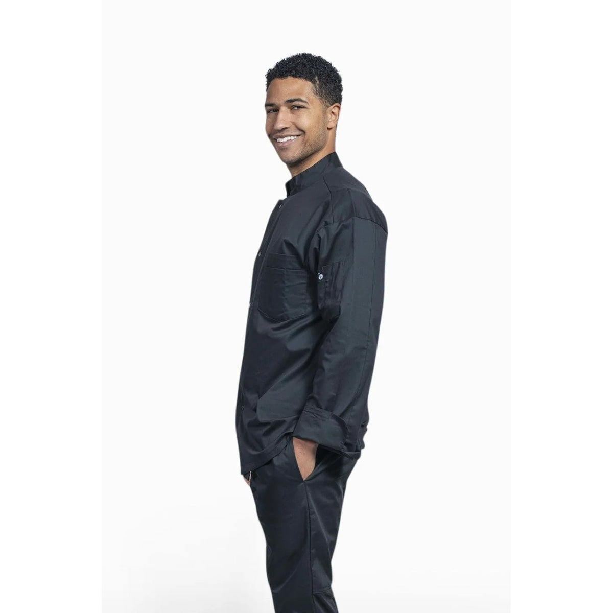 Uncommon Chef U0715-U01 Turin Spandex Blend Chef Coat, Black - photo 3