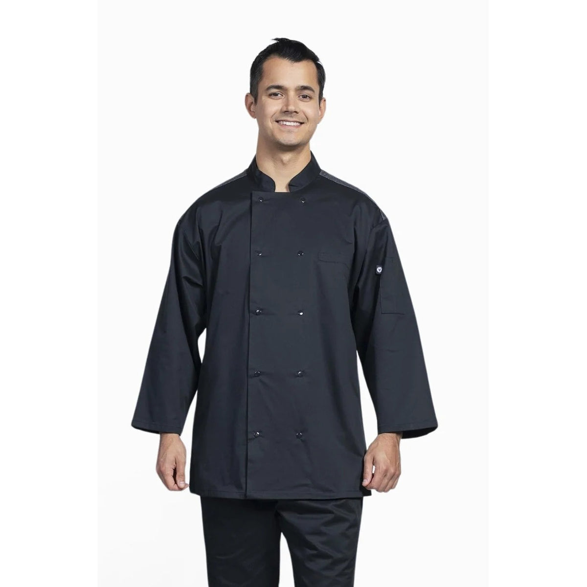 Uncommon Chef U0719HC-U01 Split Spandex Blend Chef Coat, Black - 2XL