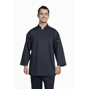 Uncommon Chef U0719HC-U01 Split Spandex Blend Chef Coat, Black - XS