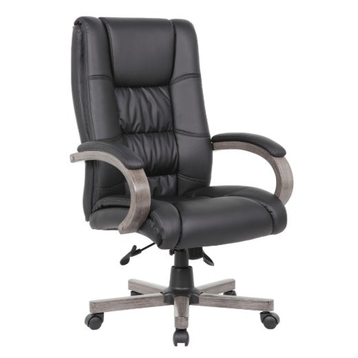 Boss B8991 Chair, 27" Wide, Black - Cherry Wood