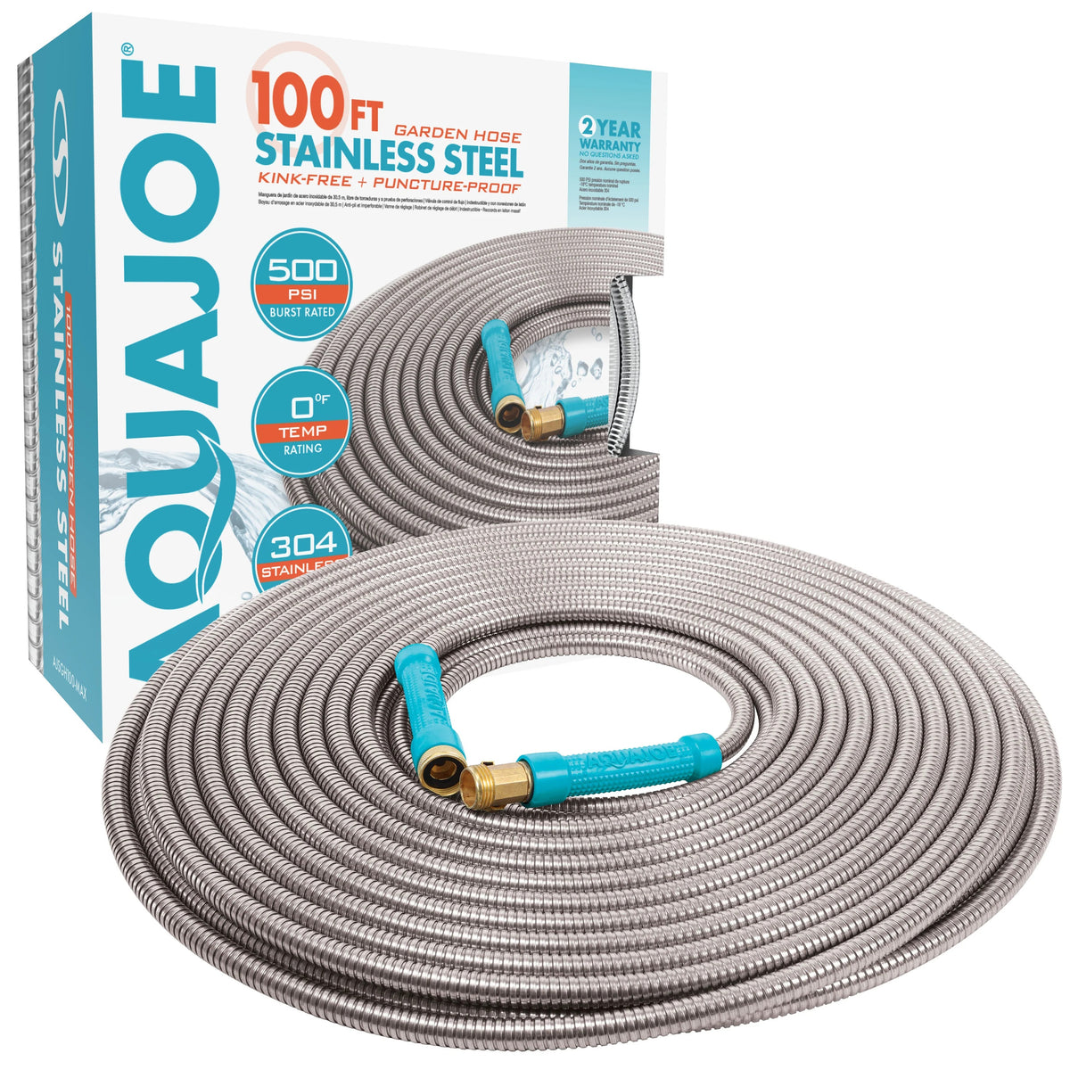 Aqua Joe Stainless Steel Hose, Gray - 100'