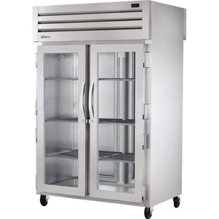True Refrigeration STG2RPT Refrigerator, 52 5/8" Wide, 115V - Glass Front Solid Back PVC-Coated Shelves