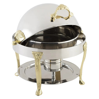 Bon Chef Petite Stainless Steel, 3 qt., Silver - Brass Accent