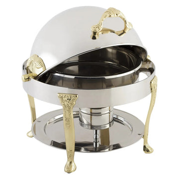 Bon Chef Petite Stainless Steel, 3 qt., Silver - Brass Accent