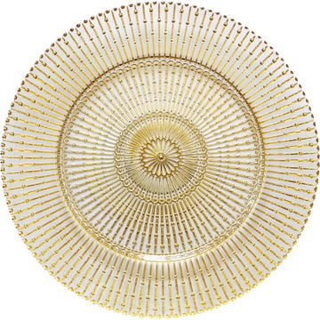 Bon Chef 200008G Tavola Glass Charger Plate, 13" Diameter, Gold, 8/Pack - Default Title