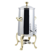 Bon Chef 41001 Aurora Stainless Steel Coffee Chafer Urn, 2 gal., Silver - Brass Accent