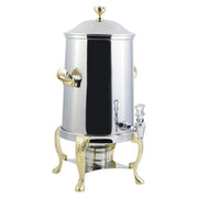 Bon Chef Renaissance Stainless Steel Coffee Chafer Urn, 2 gal., Silver - Brass Accent