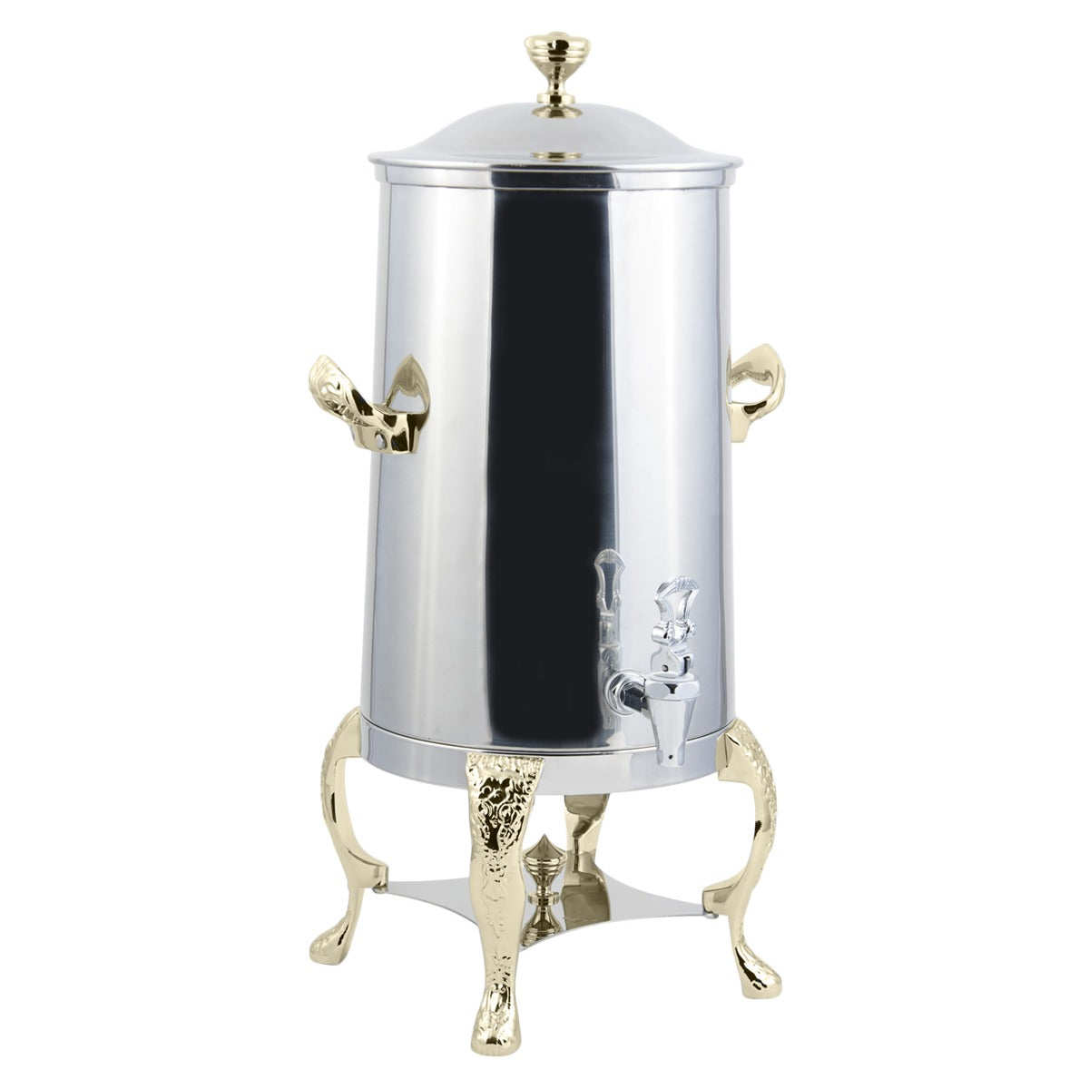 Bon Chef 47101 Renaissance Stainless Steel Coffee Chafer Urn, 2 gal., Silver - Brass Accent