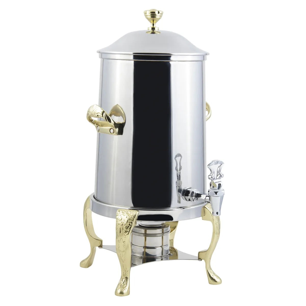 Bon Chef Renaissance Stainless Steel Coffee Chafer Urn, 5.5 gal., Silver - Brass Accent