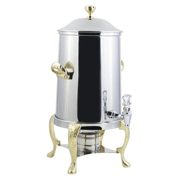 Bon Chef Renaissance Stainless Steel Coffee Chafer Urn, 5.5 gal., Silver - Brass Accent
