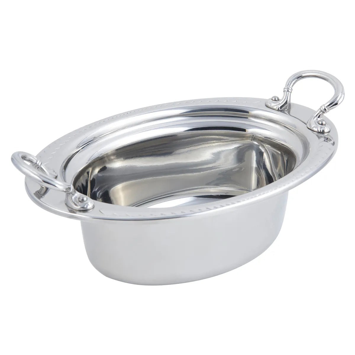 Bon Chef Stainless Steel Food Pan, 3.75 qt., Silver - Qt. Round Brass Handles