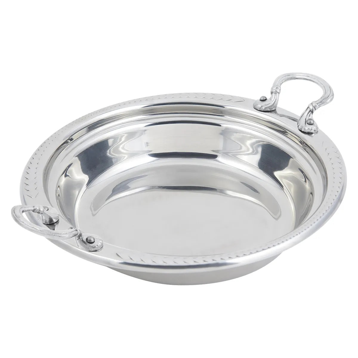 Bon Chef Stainless Steel Food Pan, 2.5 qt., Silver - 3" Round Brass Handles