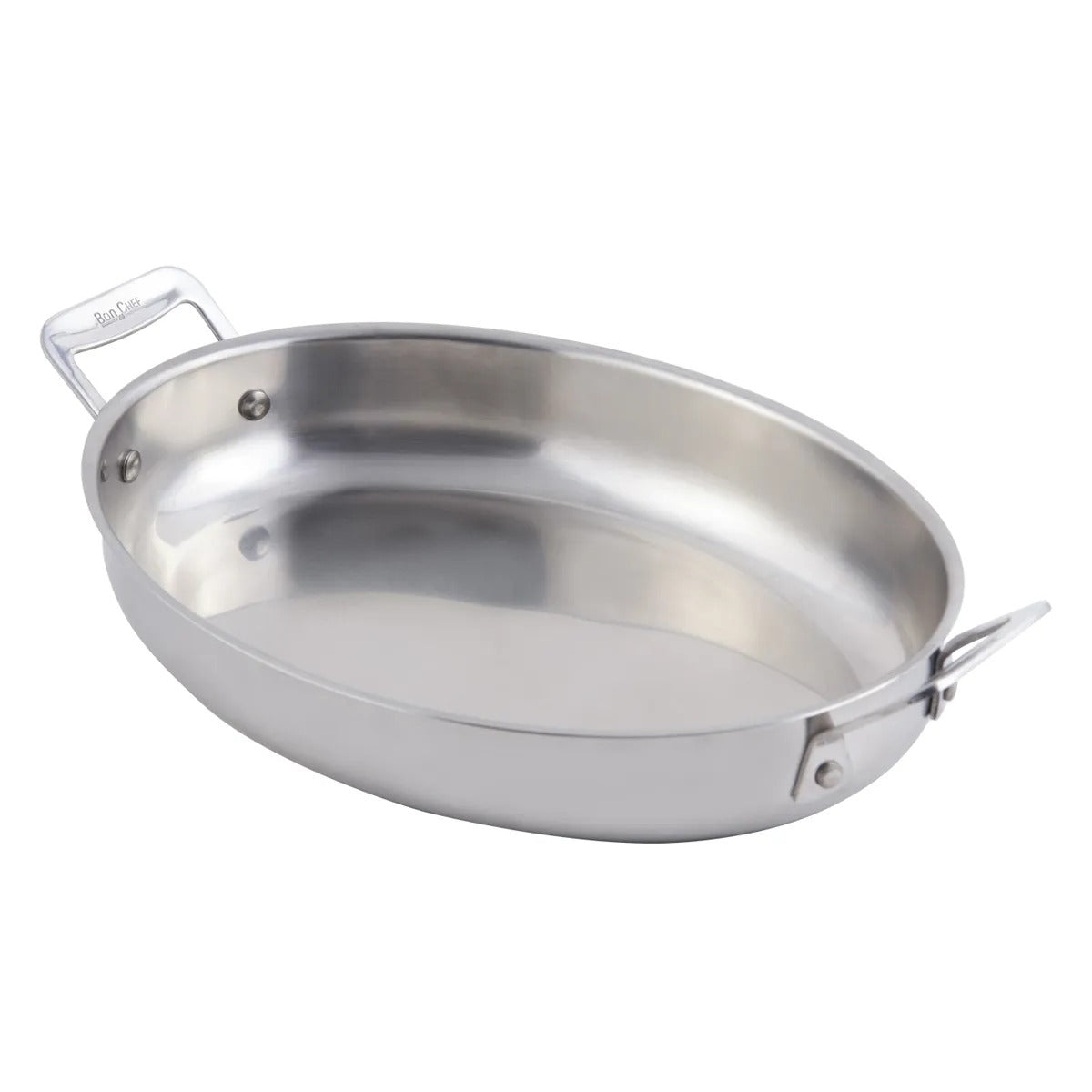 Bon Chef Stainless Steel Oval Gratin, Silver - 2.5 qt.