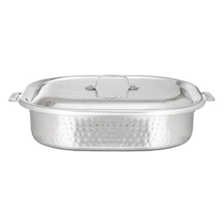 Bon Chef Stainless Steel Oven, 7 qt. - Cucina Hammered Finish Stainless Steel Handles 15" x 11" x 4"