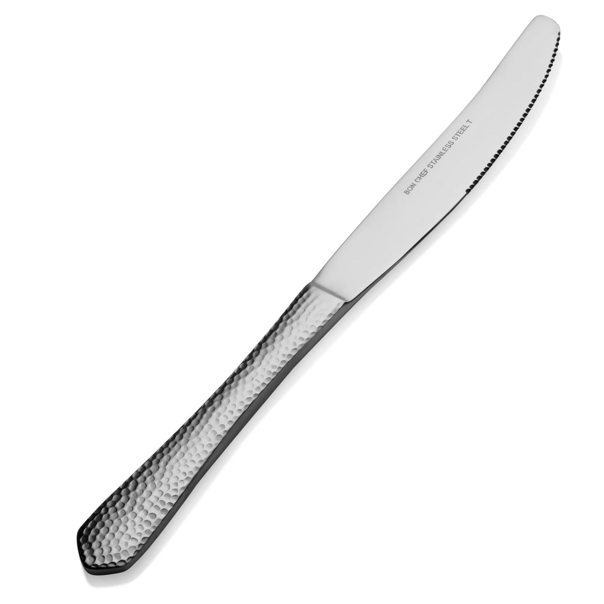 Bon Chef Reflections Stainless Steel Teaspoon, Silver, 12/Case - 9 15/16" 13/0 European Size Solid Handle Dinner Knife