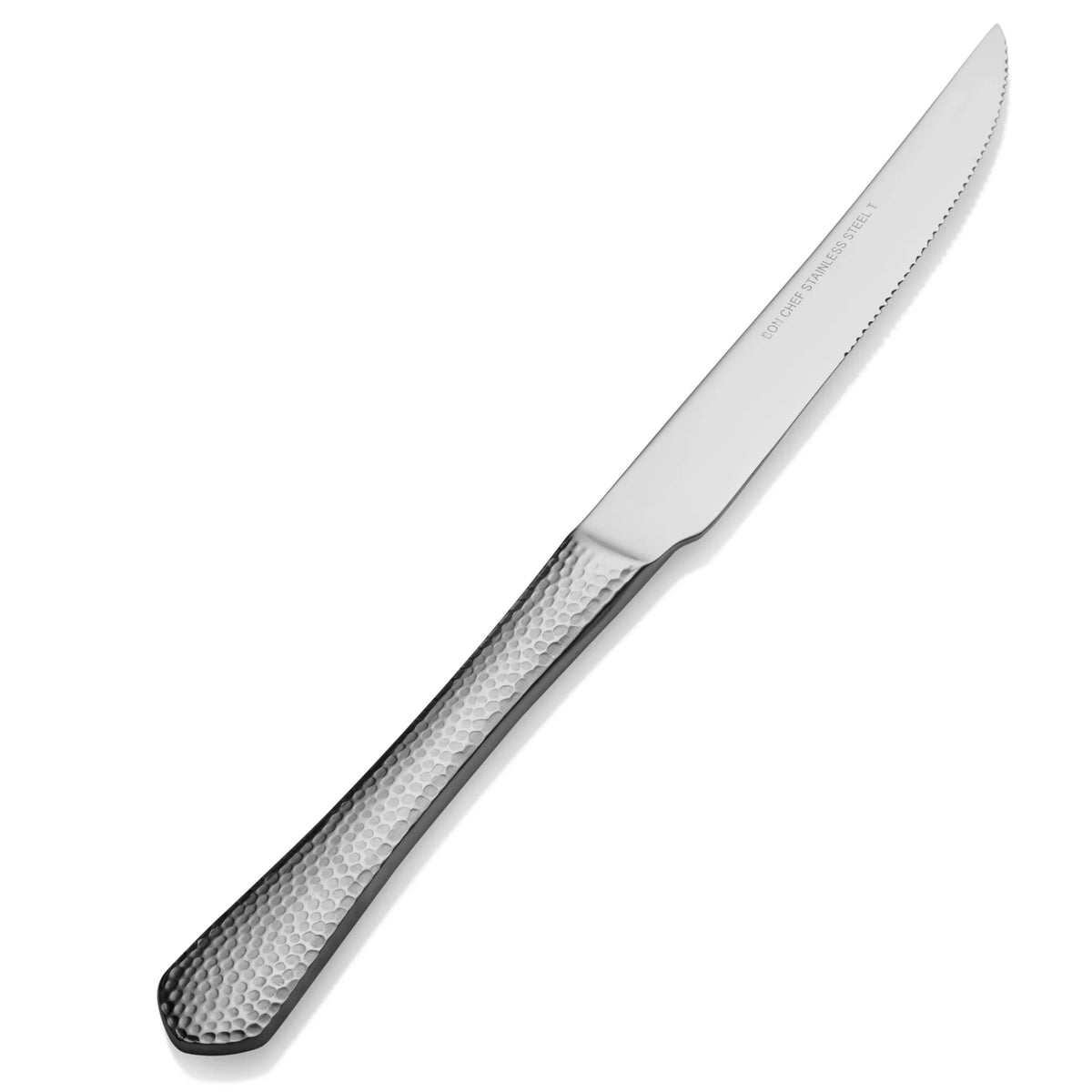 Bon Chef Reflections Stainless Steel Teaspoon, Silver, 12/Case - 9 15/16" 13/0 European Size Solid Handle Steak Knife