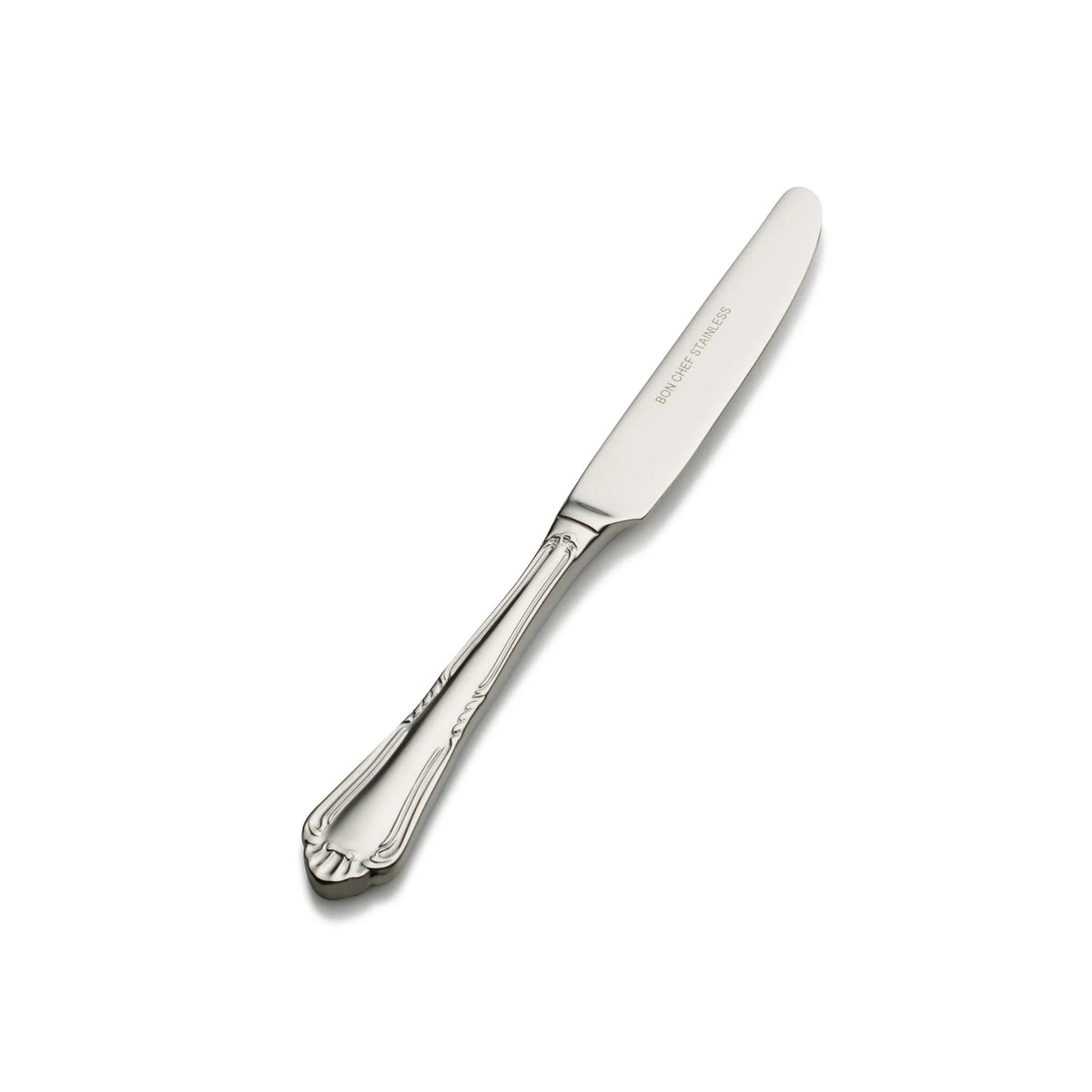 Bon Chef Sorento Stainless Steel Teaspoon, Silver, 12/Case - 7" 13/0 European Solid Handle Butter Knife