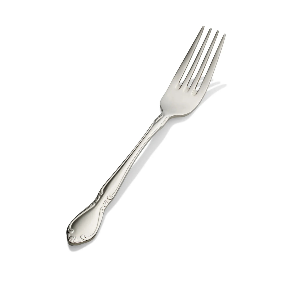 Bon Chef Queen Anne Stainless Steel Teaspoon, Silver, 12/Case - 7 3/4" 18/10 Dinner Fork