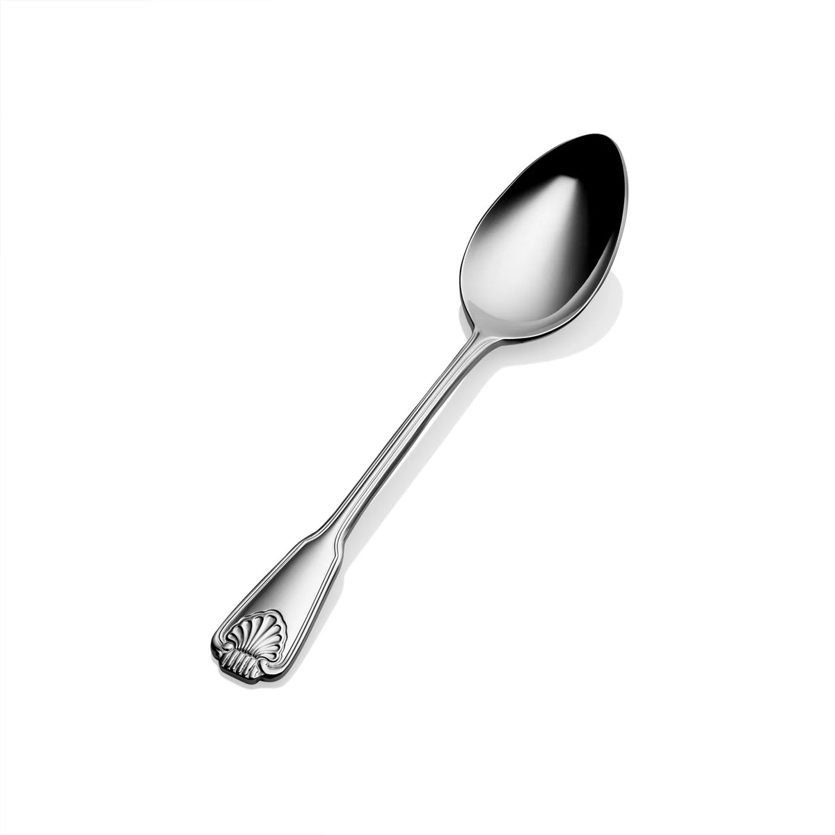 Bon Chef Shell Stainless Steel Teaspoon, Silver, 12/Case - 7 9/16" 18/10 Extra Heavy Weight Soup Dessert Spoon