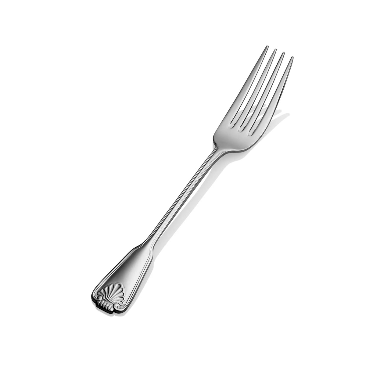 Bon Chef Shell Stainless Steel Teaspoon, Silver, 12/Case - 8 9/16" 18/10 European Size Dinner Fork