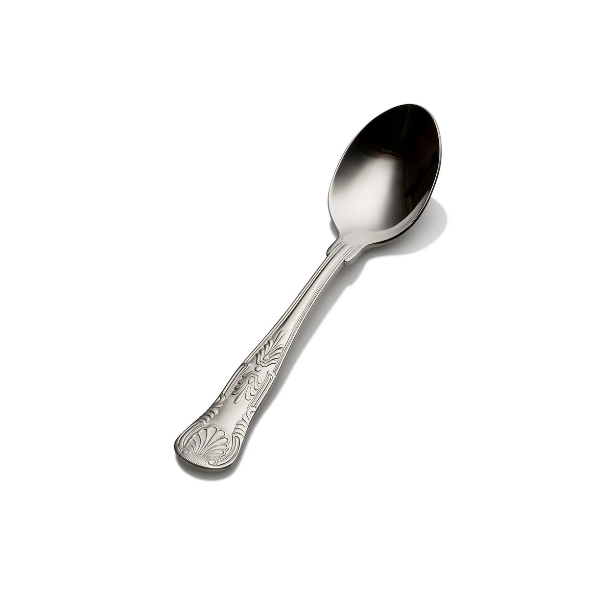 Bon Chef Kings Stainless Steel Teaspoon, Silver, 12/Case - 7 3/16" 18/10 Extra Heavy Weight Soup Dessert Spoon