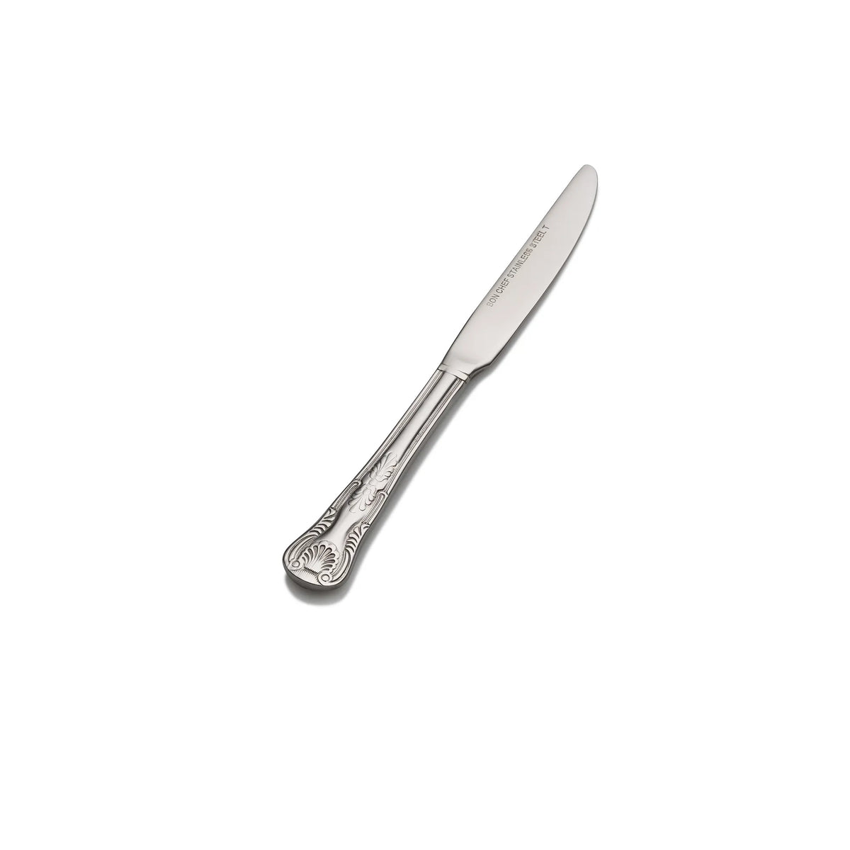 Bon Chef Kings Stainless Steel Teaspoon, Silver, 12/Case - 6 7/8" 13/0 European Size Solid Handle Butter Knife