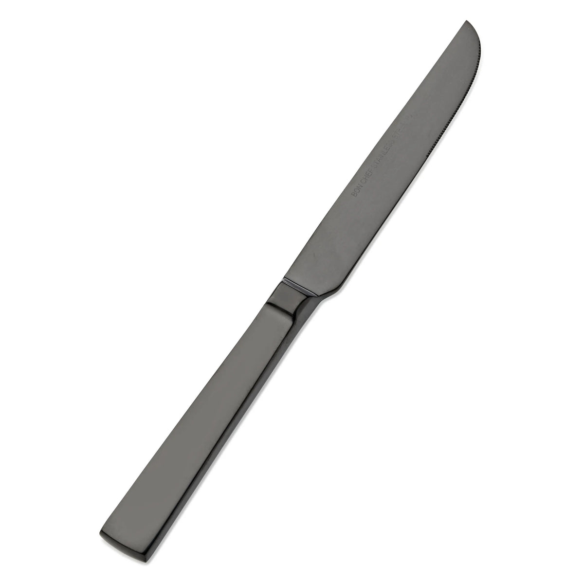 Bon Chef Roman Colored Stainless Steel Teaspoon, Black, 12/Case - 9 3/8" 13/0 European Dinner Knife