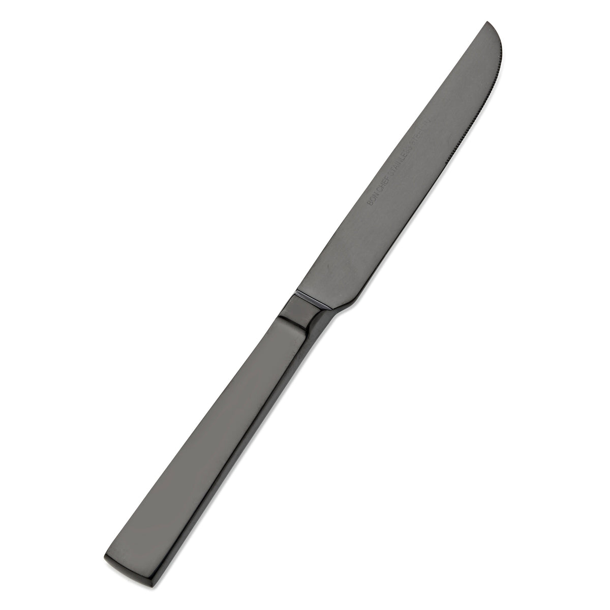 Bon Chef Roman Colored Stainless Steel Teaspoon, Black, 12/Case - 9 3/8" 13/0 European Dinner Knife