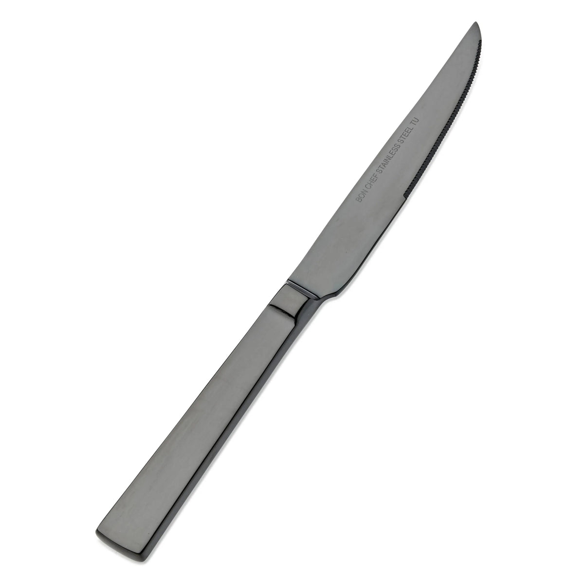 Bon Chef Roman Colored Stainless Steel Teaspoon, Black, 12/Case - 9 1/2" 13/0 Steak Knife