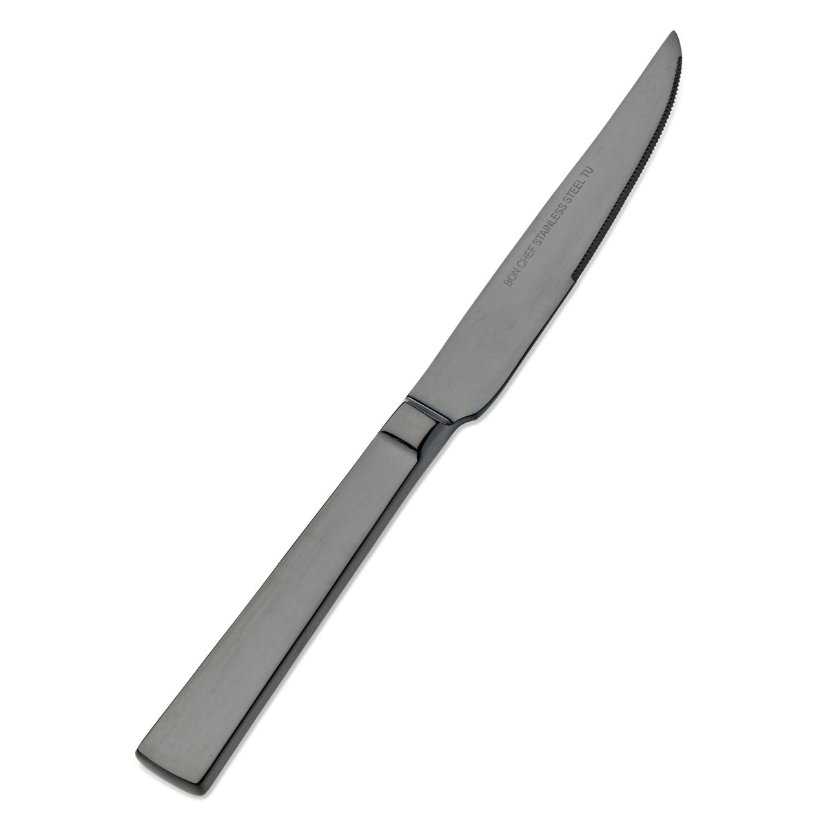 Bon Chef Roman Colored Stainless Steel Teaspoon, Black, 12/Case - 9 1/2" 13/0 Steak Knife