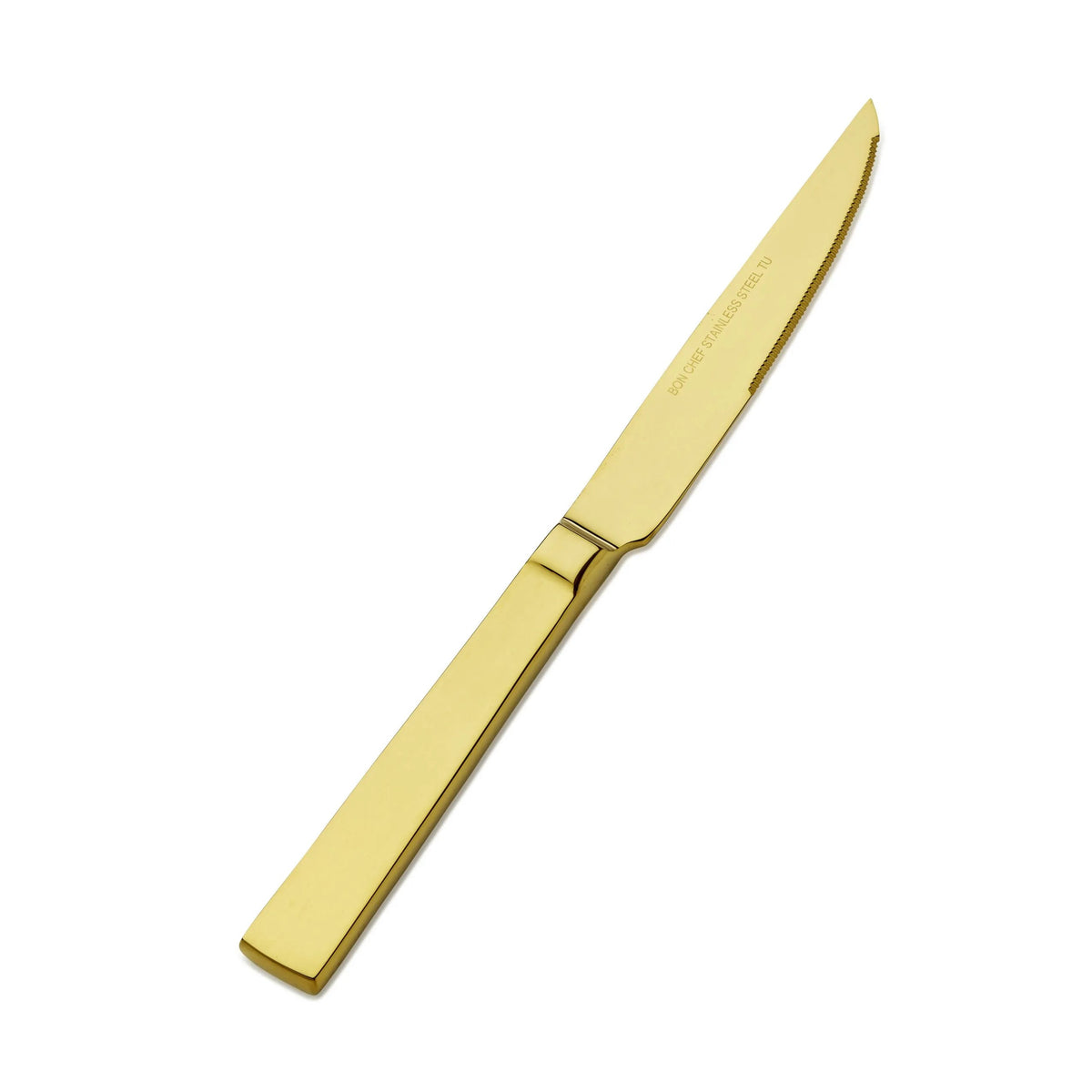 Bon Chef Roman Colored Stainless Steel Teaspoon, Gold, 12/Case - 9 1/2" 13/0 Steak Knife