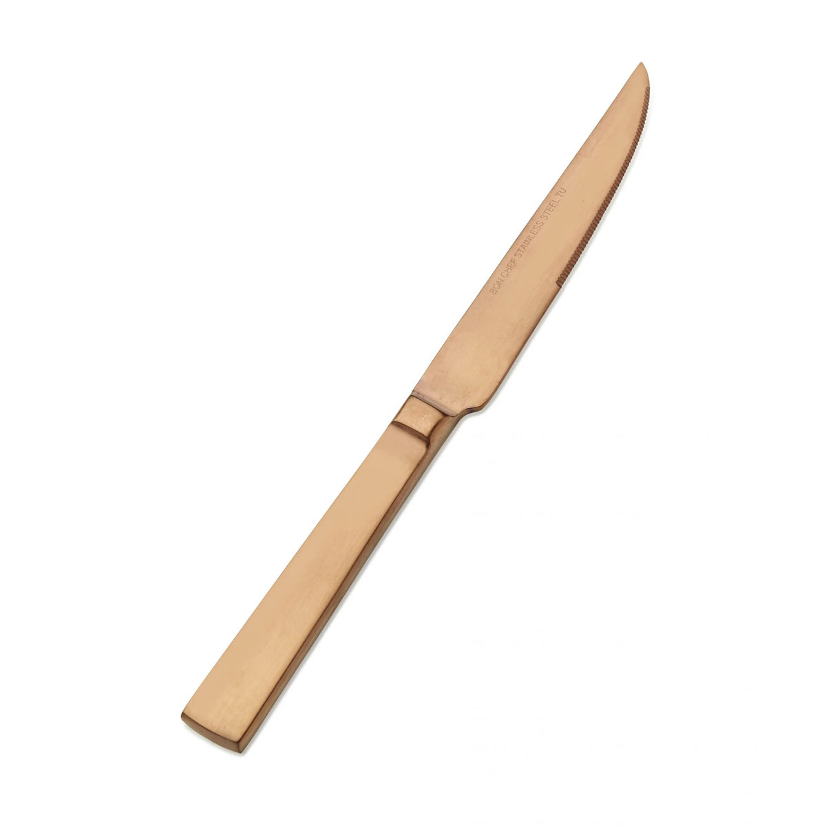 Bon Chef Roman Colored Stainless Steel Teaspoon, Rose Gold, 12/Case - 9 1/2" 13/0 Steak Knife