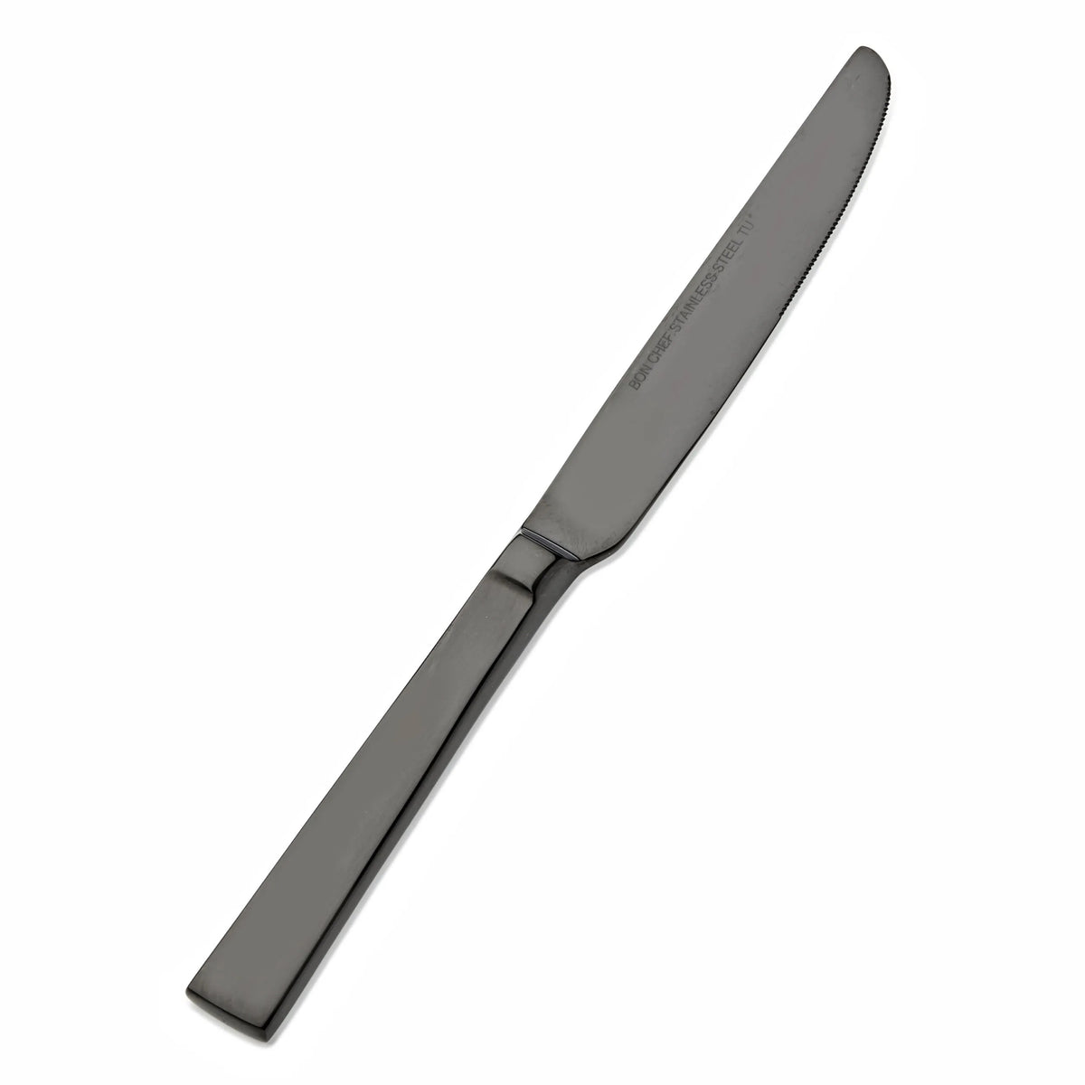 Bon Chef Roman Colored Stainless Steel Teaspoon, Black, 12/Case - 8 1/2" 13/0 Fruit Dessert Knife