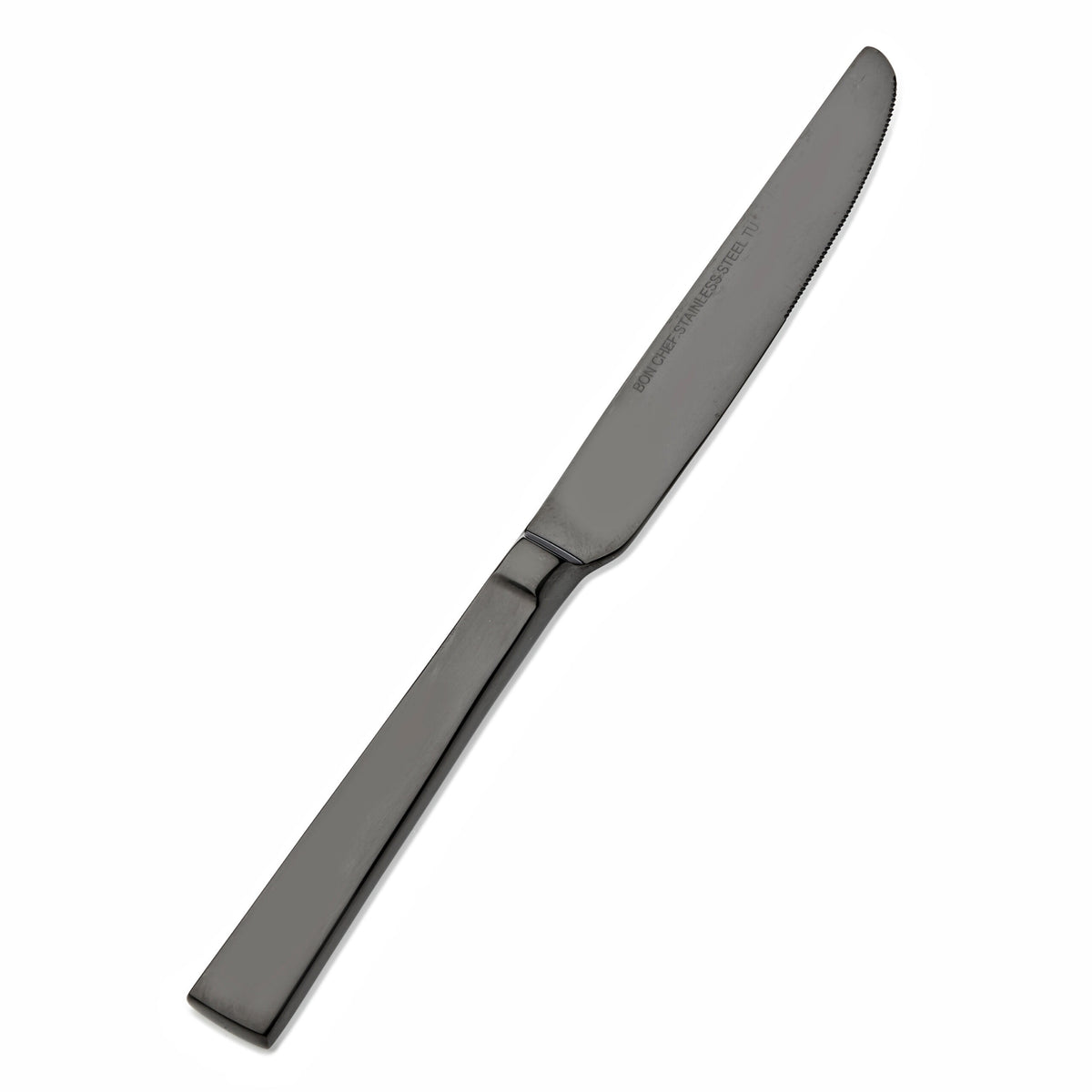 Bon Chef Roman Colored Stainless Steel Teaspoon, Black, 12/Case - 8 1/2" 13/0 Fruit Dessert Knife
