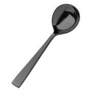 Bon Chef Roman Colored Stainless Steel Teaspoon, Black, 12/Case - 6 5/8" 18/10 Round Bowl Soup Spoon