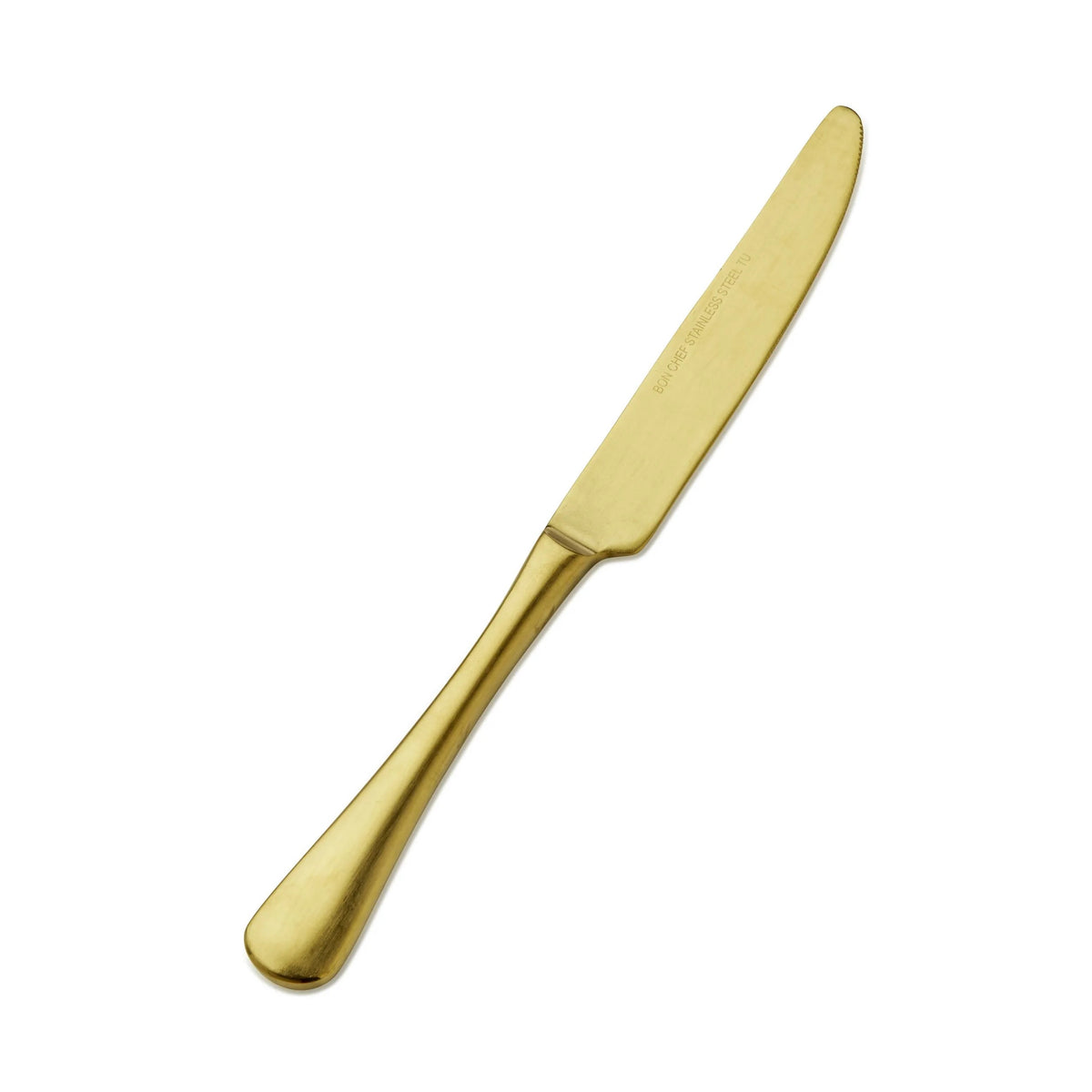 Bon Chef Como Colored Stainless Steel Teaspoon, Gold, 12/Case - 9 1/8" 13/0 Dinner Knife