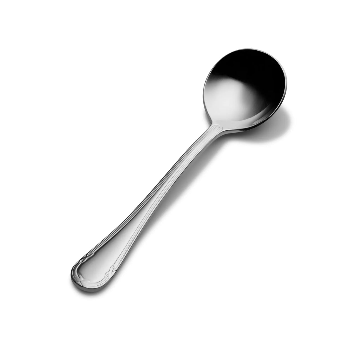 Bon Chef Florence Stainless Steel Teaspoon, Silver, 12/Case - 6 1/8" 18/10 Extra Heavy Weight Bouillon Spoon