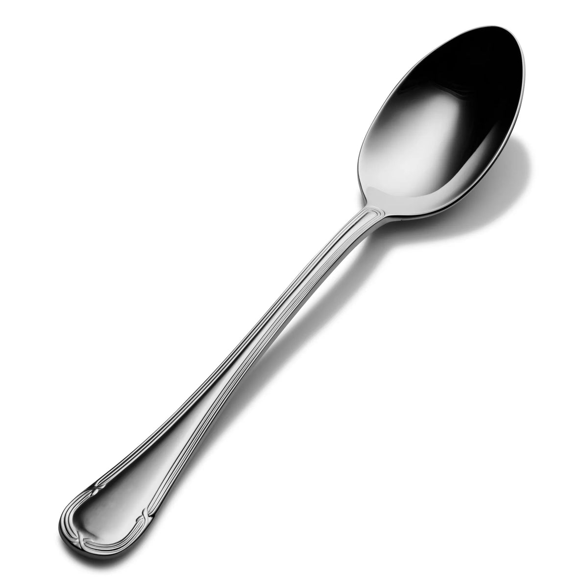 Bon Chef Florence Stainless Steel Teaspoon, Silver, 12/Case - 9 1/4" 18/10 Extra Heavy Weight Tablespoon Serving Spoon