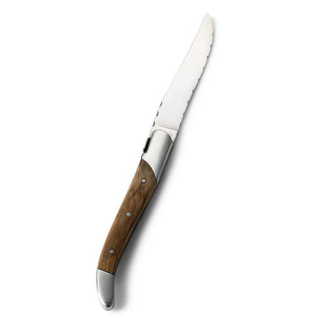 Bon Chef Laguiole Steak Knife, 8 3/4" Long, Silver, 12/Case - Natural Wood