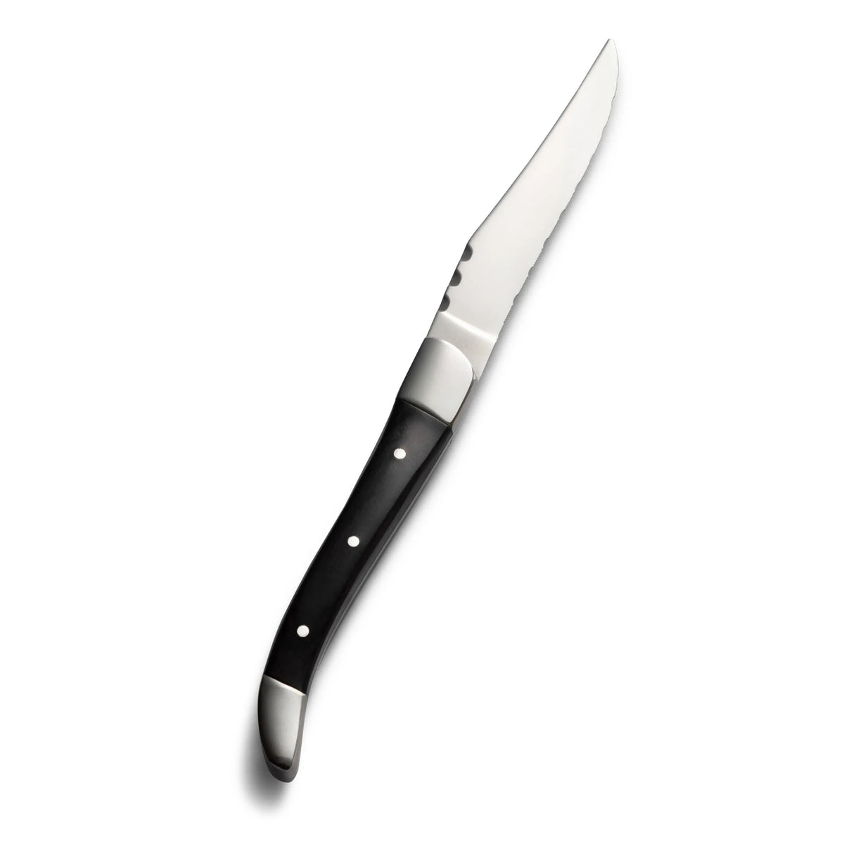 Bon Chef Laguiole Steak Knife, 8 3/4" Long, Silver, 12/Case - Stainless Steel Black Wood