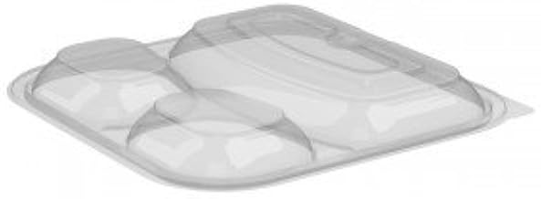 Anchor Packaging Culinary Square 3-Compartment Base Clear Lid - 8 1/2"L x 8 1/5"W x 1"H, 300 per Case